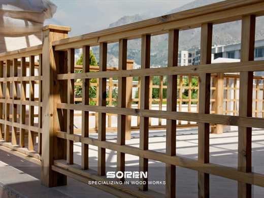 پرگولا، نمای چوبی، آلاچیق و درب و پنجره های چوبی فود کورت مجتمع تجاری سبحان
